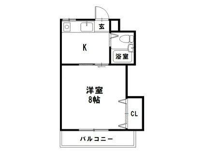 リバティN1(1K/2階)の間取り写真