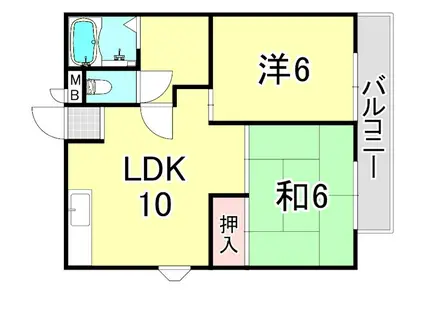 グランメール武庫之荘(2DK/3階)の間取り写真