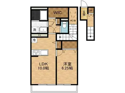 プリズム10番館(1LDK/2階)の間取り写真