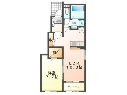 ル・ポール南新町(1LDK/1階)の間取り写真