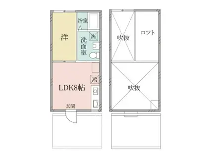 YUI-TERRACE A棟(1SLDK/2階)の間取り写真