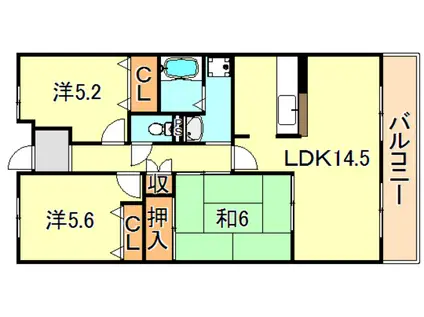 アメニティコート西明3号棟(3LDK/2階)の間取り写真