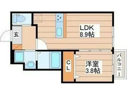 キララ鈎取本町II(1LDK/1階)の間取り写真