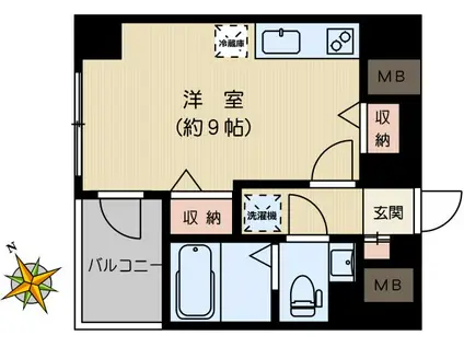 ルシック湯島(ワンルーム/2階)の間取り写真