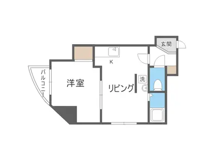 パ-クヒルズ美園(1DK/2階)の間取り写真