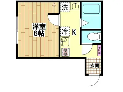 ヴィラ新井宿(1K/1階)の間取り写真