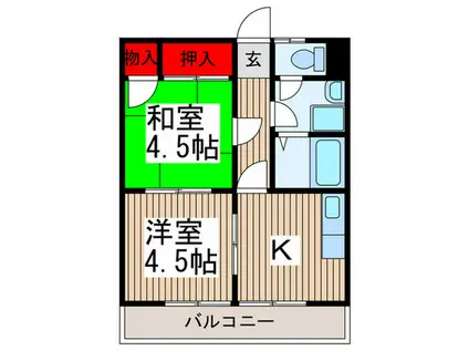 イト-ピア平成(2K/2階)の間取り写真
