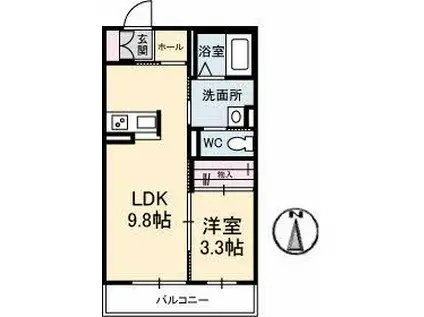シャーメゾンシャトー(1LDK/2階)の間取り写真