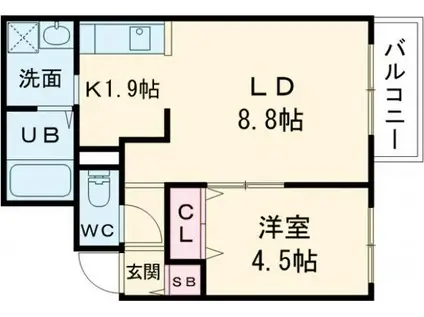 Jステージ錦町(1LDK/4階)の間取り写真