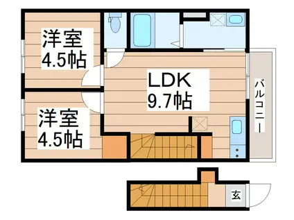 グリーンパーク南光台東(2LDK/2階)の間取り写真