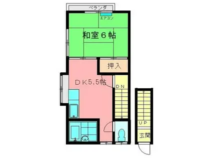 高橋荘(1DK/2階)の間取り写真