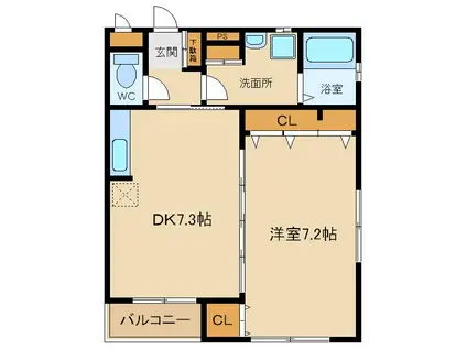 アエル東大和(1DK/2階)の間取り写真