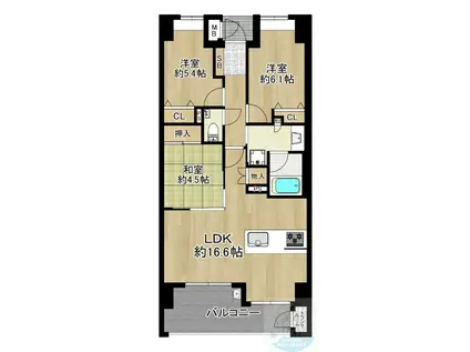 サンリヤン愛宕1丁目レジオン(3LDK/3階)の間取り写真