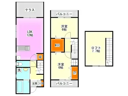 MAISON KAWAMIYAII(2LDK/1階)の間取り写真
