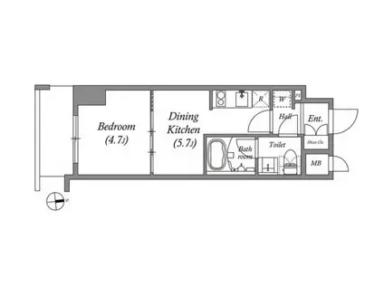 クオリタス浅草橋(1DK/5階)の間取り写真