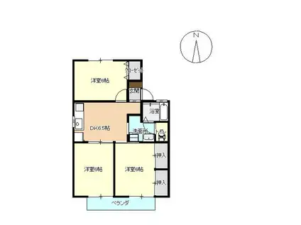 スカイコート B棟(3DK/2階)の間取り写真