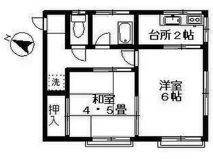 テラス西調布(2K/2階)の間取り写真