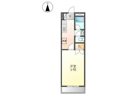 ウイングコート辻(1K/2階)の間取り写真