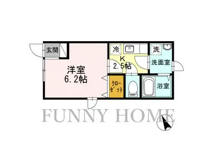 ラ ベレッツァ世田谷(1K/1階)の間取り写真