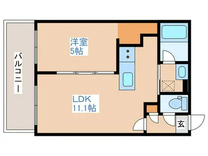 グランスカイ(1LDK/5階)の間取り写真