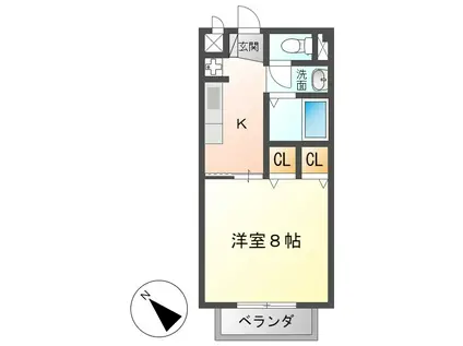 CORPOオリエンタルB(1K/2階)の間取り写真