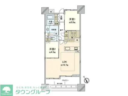 パークタワー向ケ丘遊園(2LDK/15階)の間取り写真