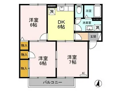 シャンドフレール黒埼(3DK/2階)の間取り写真