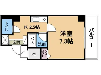 サニープレイス中西(1K/2階)の間取り写真