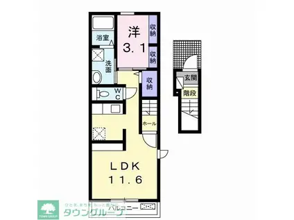 ル・ヴァンヴェールI(1LDK/2階)の間取り写真