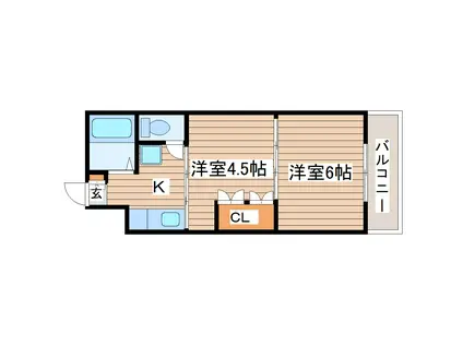 イーグルハイツ錦町(2K/1階)の間取り写真