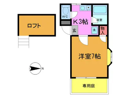 BCハウス(1K/2階)の間取り写真