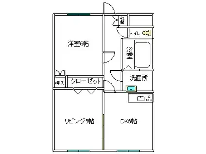 稗田アカマツハイツ(2DK/2階)の間取り写真