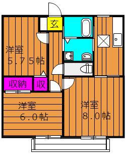 リバーサイド金光(3K/1階)の間取り写真