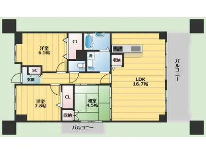 ロフティ少路(3LDK/2階)の間取り写真