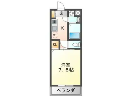 BEIGIN巽中(1K/3階)の間取り写真