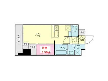 プライムネクサス平和の森公園(1DK/5階)の間取り写真