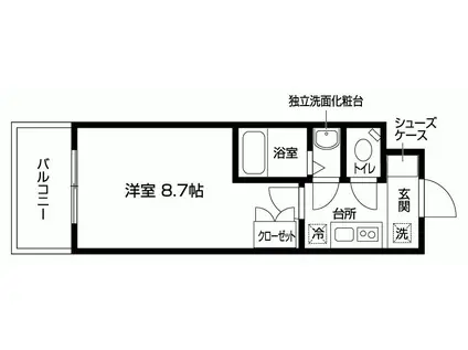 フレ・イトキュー(1K/4階)の間取り写真