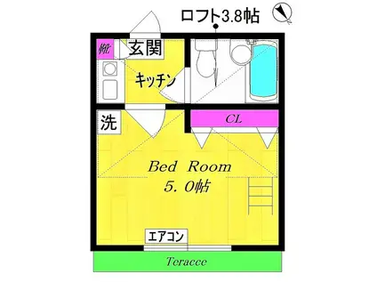 ペアハイム1(1K/1階)の間取り写真