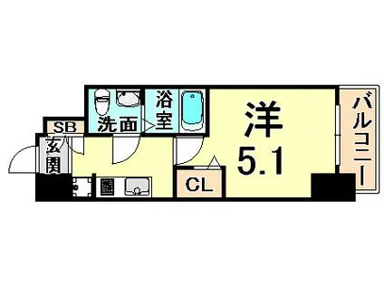 アリビオ立花2(1K/4階)の間取り写真