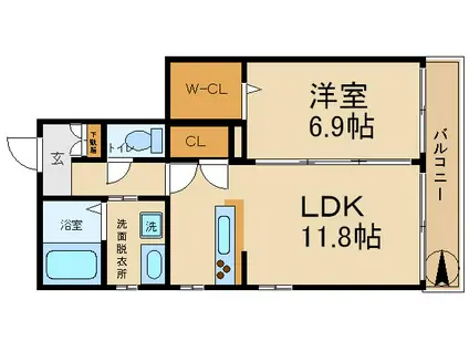 シャーメゾンサンタンジェロ(1LDK/1階)の間取り写真