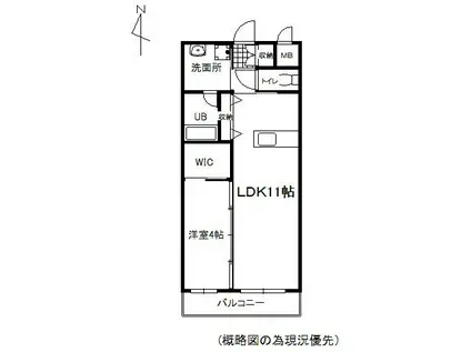 グリーンハイツ干隈(1LDK/2階)の間取り写真