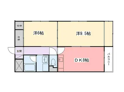 広畑中村コーポ(2LDK/3階)の間取り写真