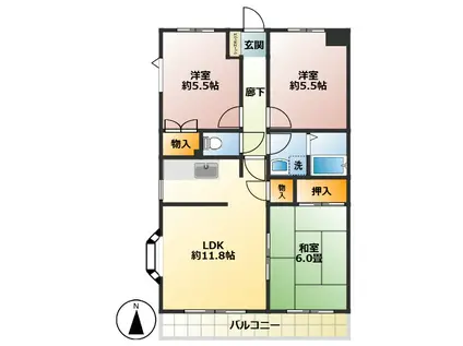 フランソレイユ(3LDK/4階)の間取り写真