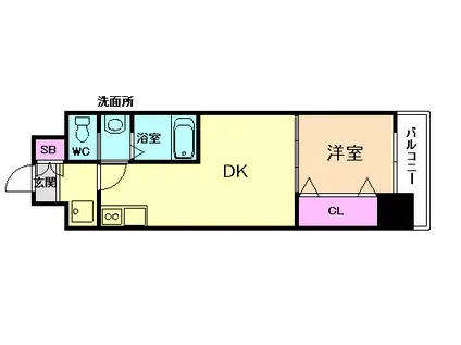 クローバーレジデンス川西(1DK/3階)の間取り写真