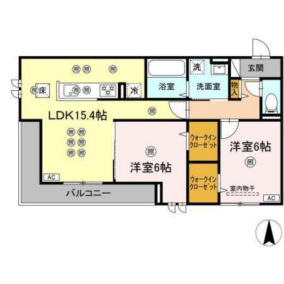 フェリックス(2LDK/1階)の間取り写真