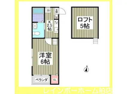 コンフォートメゾン東平賀(1K/2階)の間取り写真