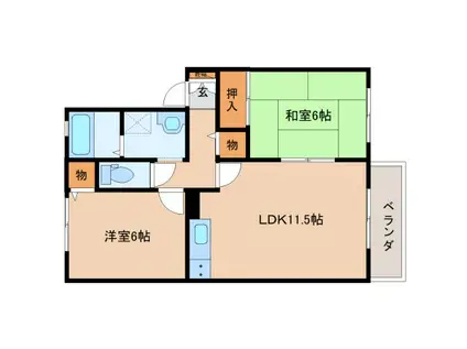 セジュールS C棟(2LDK/2階)の間取り写真