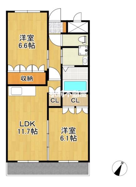 SUN HEIM M&H II(2LDK/1階)の間取り写真