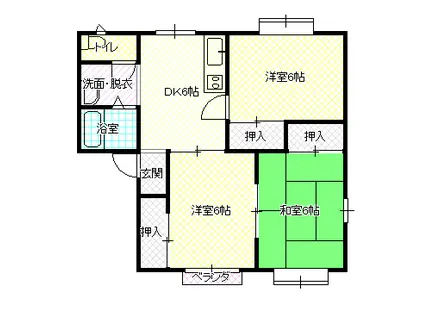 ロイヤルハイツA棟(3DK/2階)の間取り写真