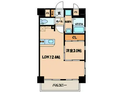 門司ポロニア(1LDK/3階)の間取り写真